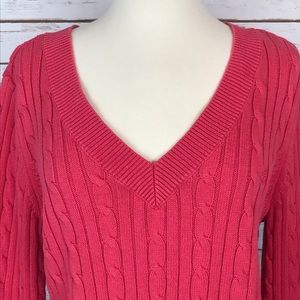 Chaps Cable Knit V-Neck Pullover Sweater